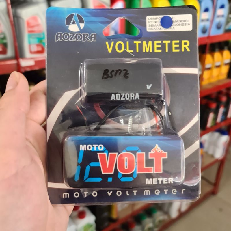 Voltmeter Aozora Sepeda Motor Anti Air LED Biru Volt Meter Digital Slim Universal