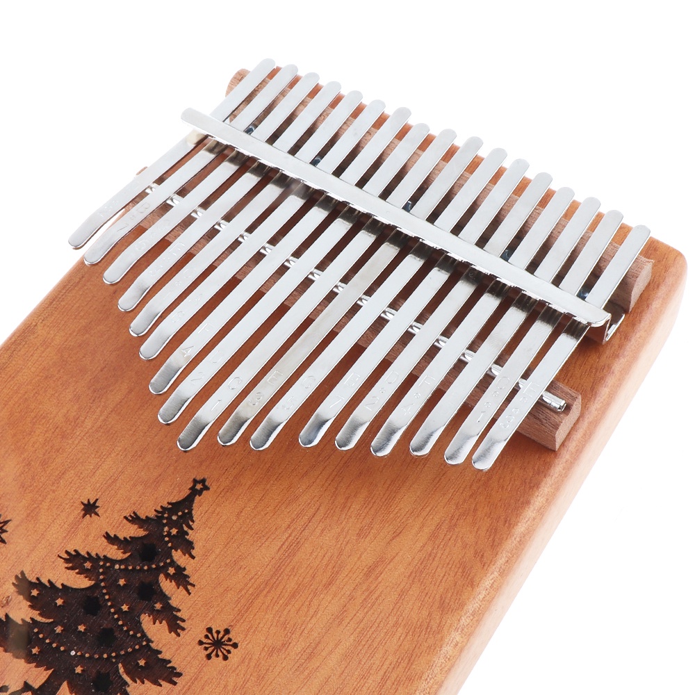 Alat Musik Kalimba 17 Tuts Bahan Kayu Mahoni Motif Pohon Natal Mbira