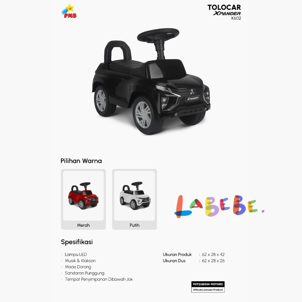 Mobil Aki PMB Tolocar Xpander K602 K602 B K602 C Dengan Tongkat Dorong