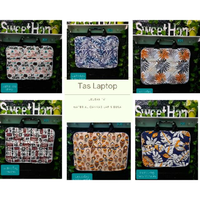 Tas Laptop jinjing 14 inch Bahan Kanvas Lapis Busa