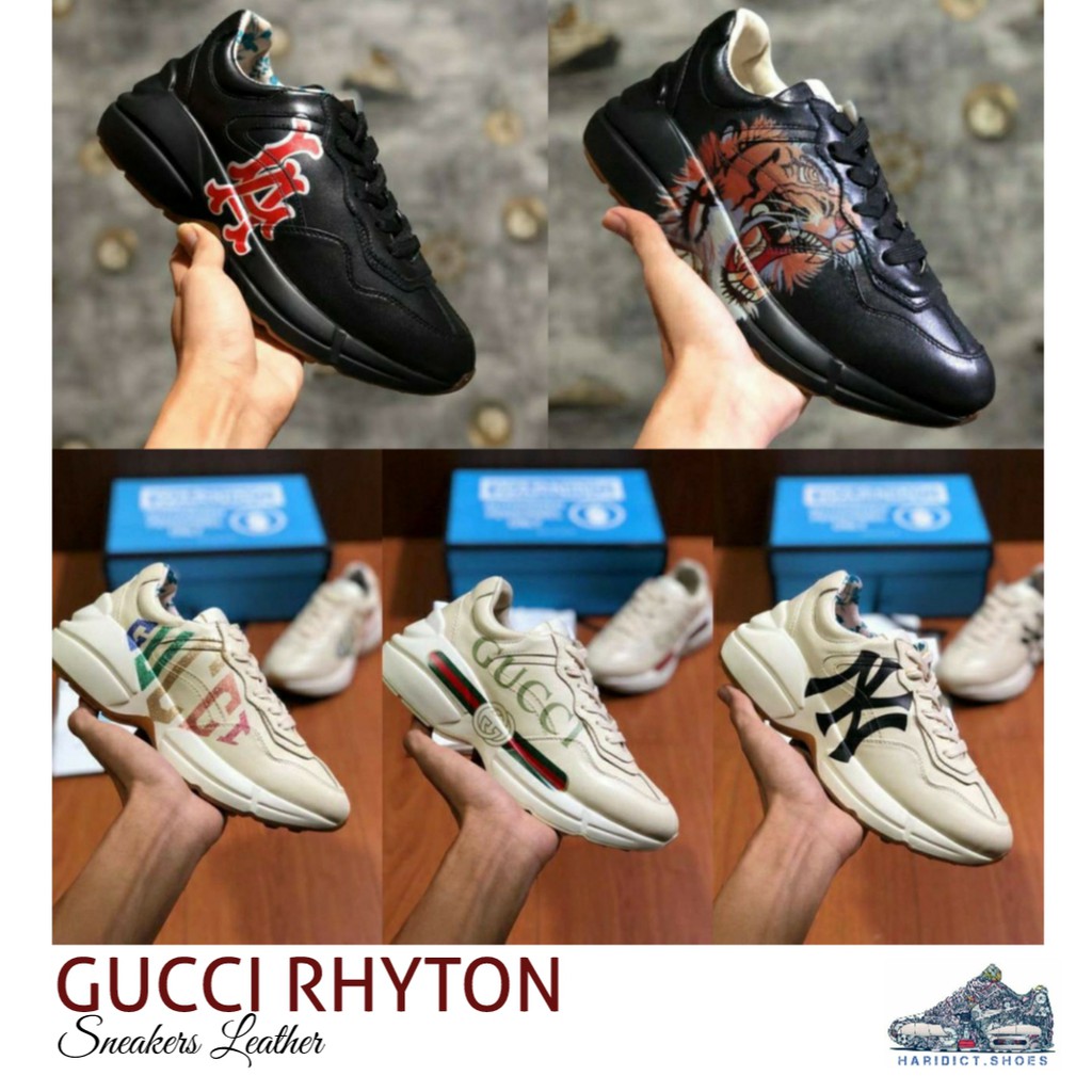 GUCCI RHYTON SNEAKERS LEATHER / SEPATU WANITA/ SNEAKERS / SEPATU SPORT CEWEK / SEPATU OLAHRAGA