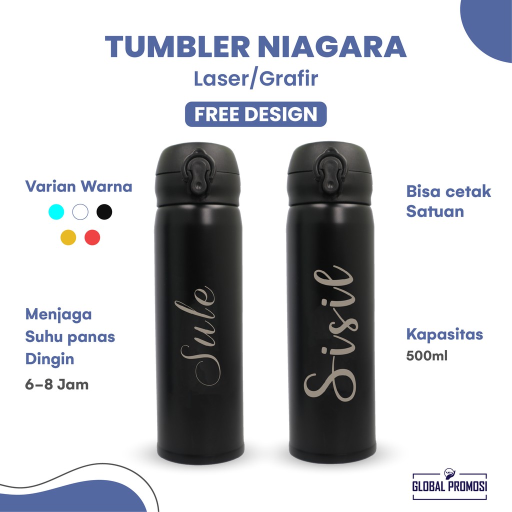 READY!!! Tumbler Custom Tumbler Niagara Cetak Grafir Nama/Logo/Karakter Souvenir/Promosi Murah