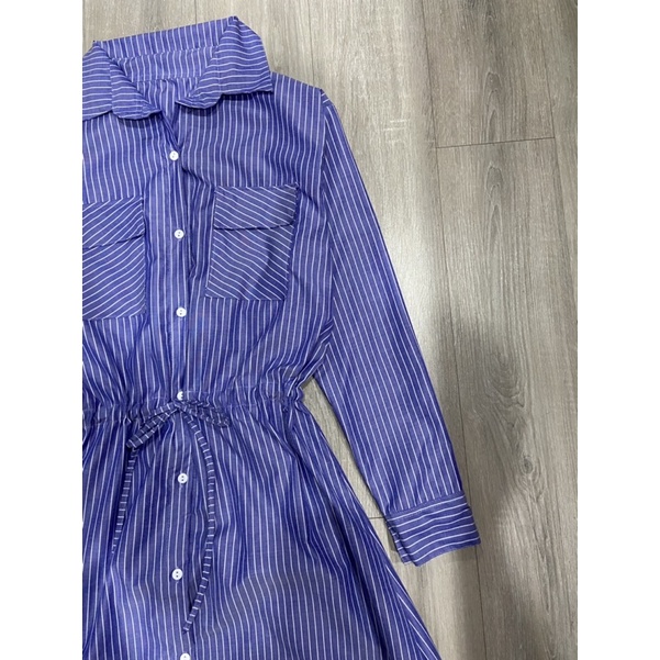 maxi dress shirt stripe korean design / maxy fashion salur-1