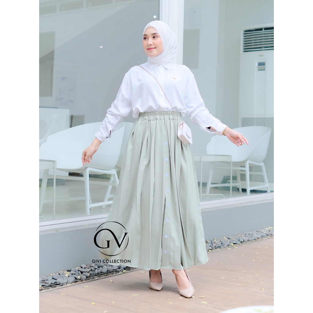 rok rempel kancing | Rok payung rempel full depan belakang | rok payung moscrepe | rok muslimah