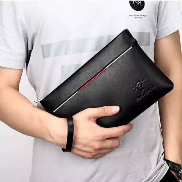 Tas Tangan Pria Kangaroo Clutch Pria Clutch Kulit Kangaroo GRANDE - Hitam