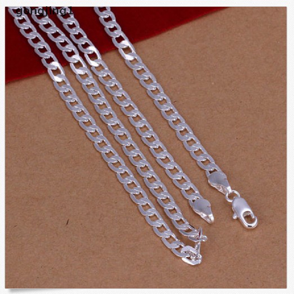 Kalung Rantai Datar Bahan 925 Sterling Silver Ukuran 4MM Untuk Pria