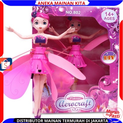(BISA COD) Mainan Peri Terbang Sensor Princess Pakai Baterai Cas Berlampu Boneka Terbang Terbaru
