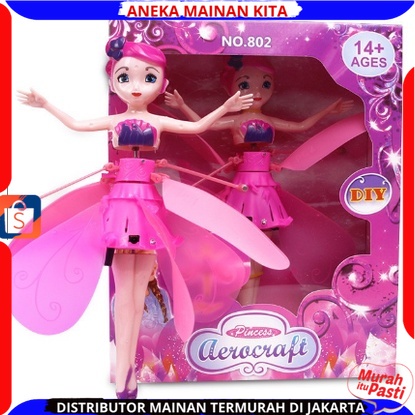 (BISA COD) Mainan Peri Terbang Sensor Princess Pakai Baterai Cas Berlampu Boneka Terbang Terbaru