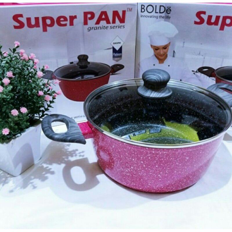 BOLDE SUPERPAN GRANITE SERIES BLACKPINK 24CM CASEROLE WITH GLASS