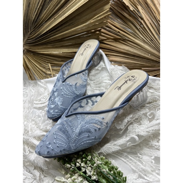 sepatu wanita yasmika iceblue tnggi 5cm kaca