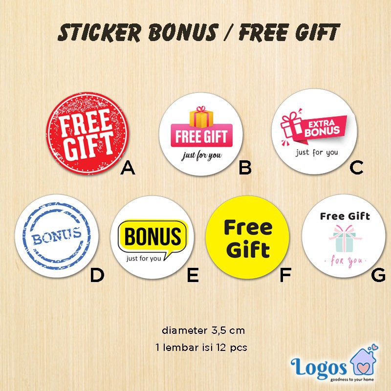 

Sticker Bulat Bonus Free Gift stiker online shop packing paket gifts