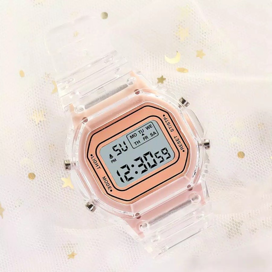 Jam Tangan Wanita Digital Strap Rubber Bunga Daisy Korea Style Fashion