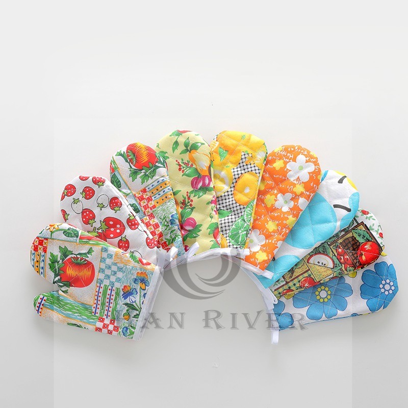 Tangan Anti Panas Motif Sarung Tangan Masak Kitchen Set Gloves Oven Microwave warna acak