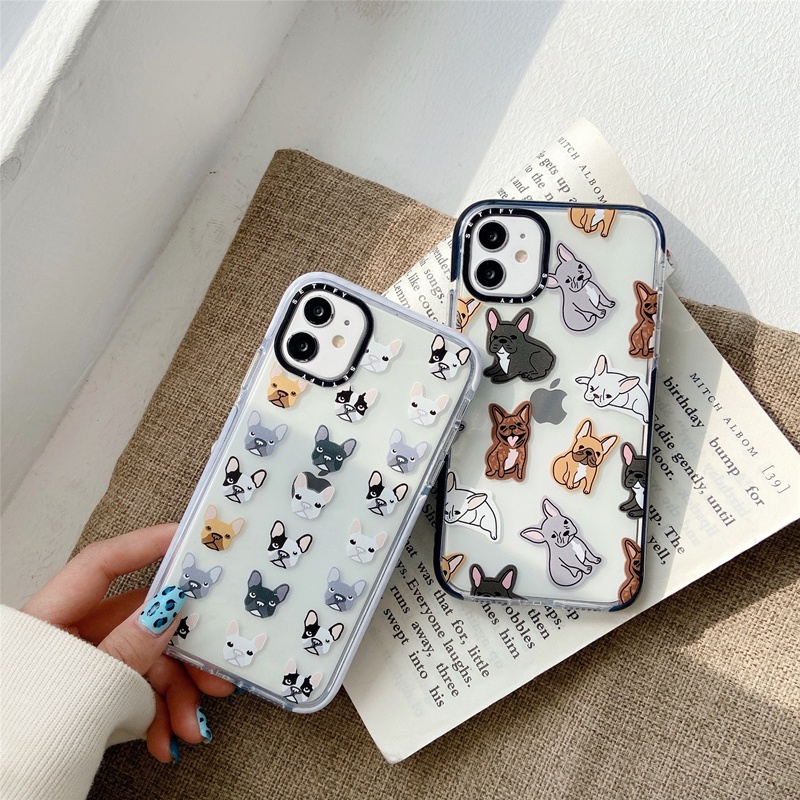 Casing Soft Case Motif Kartun Bulldog Untuk iPhone 11 / 12 / 13 Promax / 7 / 8 + / X / XR / Xs Max