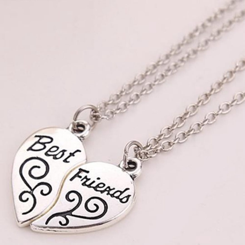 2pcs Kalung Best Friend Mini Kalung Rantai dengan Liontin Hati