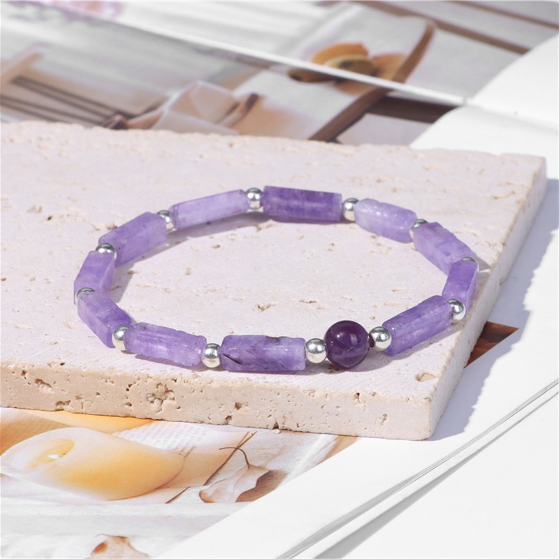 Gelang Manik-Manik Kristal Amethyst Stretch Untuk Wanita