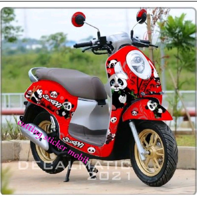 DECAL MOTOR HONDA SCOOPY 2021 full body sticker motif PANDA LUCUUUU