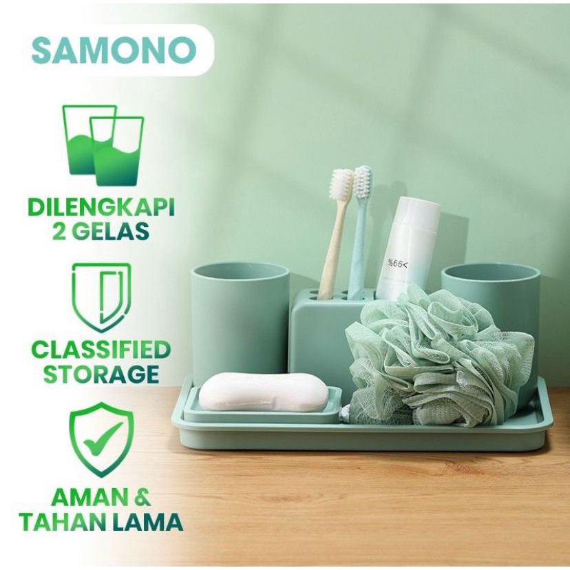 SAMONO SET ORGANIZER ALAT KAMAR MANDI 6 IN 1 SIMPEL DAN LENGKAP FBL