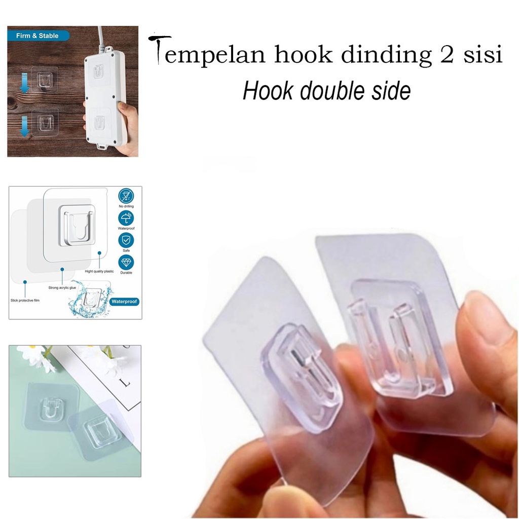 TEMPELAN HOOK BENING DUA SISI ( JUAL PER SET ISI 2PCS ) HOOK DOUBLE SIDE