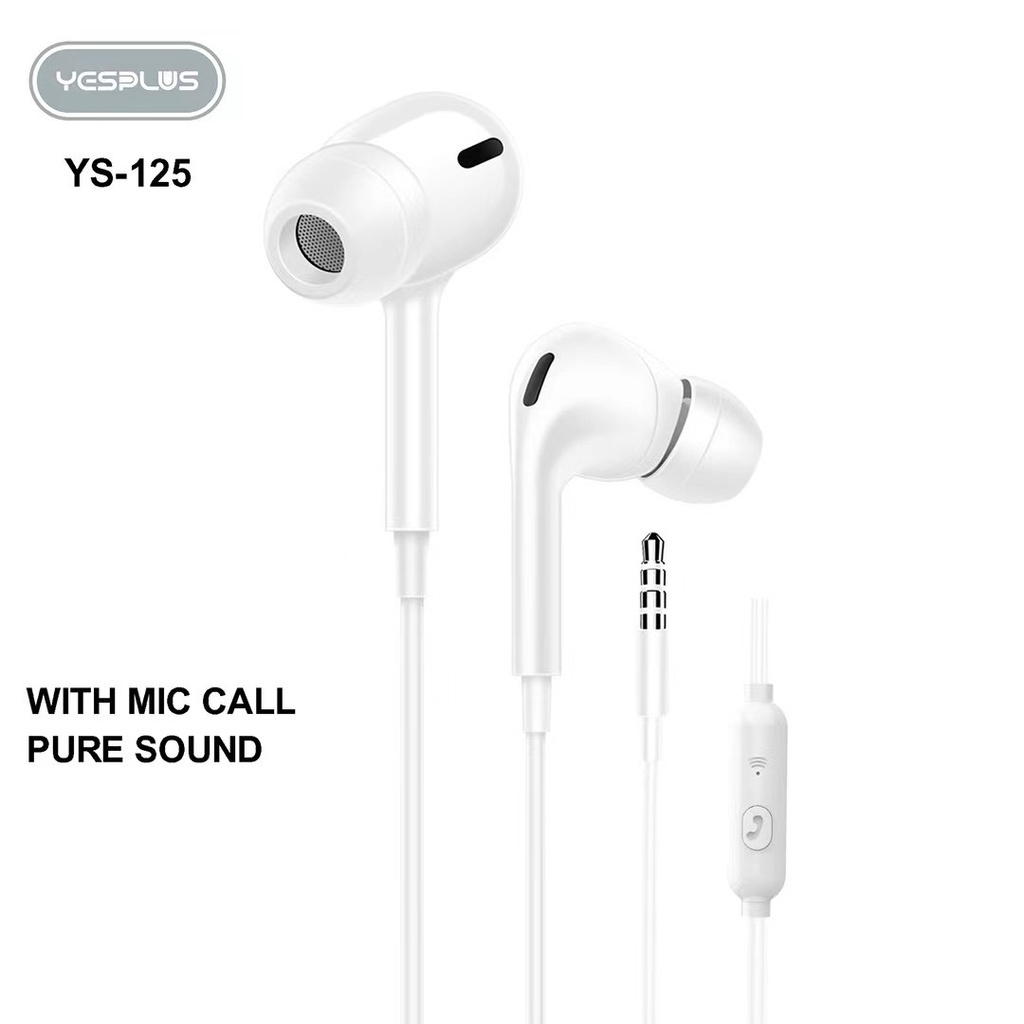 Earphone YESPLUS YS125 stereo bass music telfon headset dengan mic original