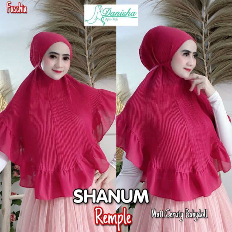 Jilbab Maryam Plisket Shanum Rempel Simpel Original Danisha-Fuschia