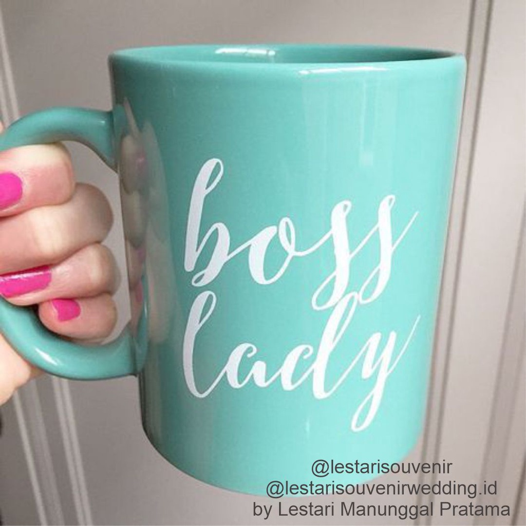 Souvenir Mug Keramik Tosca Custom (nocede 1) / Mug Bisa Custom/Mug Souvenir Warna Tosca/Souvenir Per