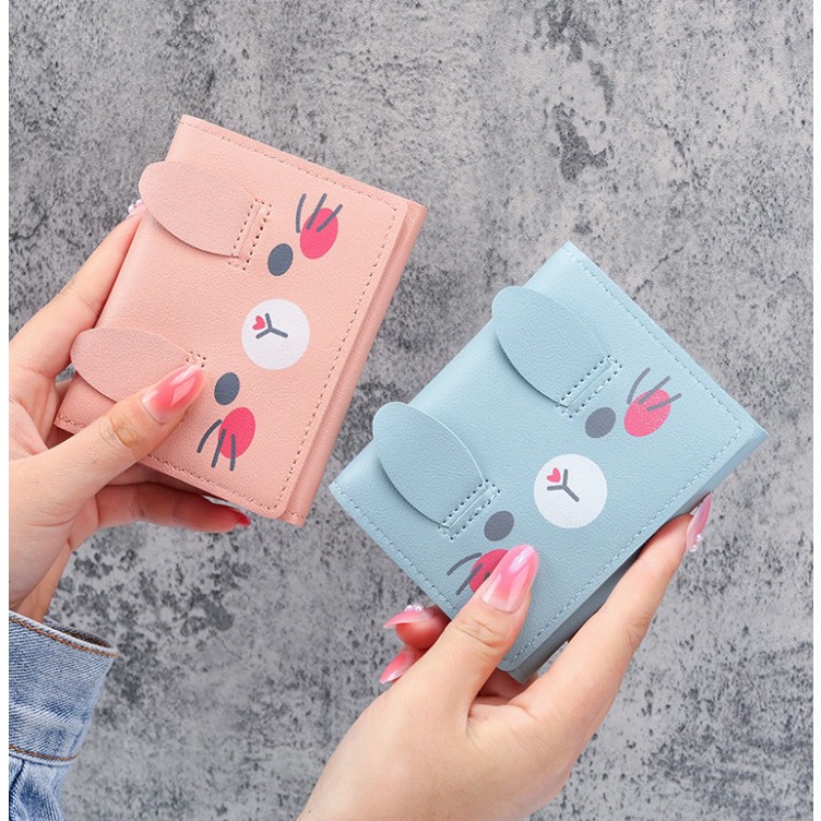 LOP Dompet Wanita Simple Lipat  Motif Kelinci Lucu Wallet Remaja Cute Korean Style By Chikoisme NR