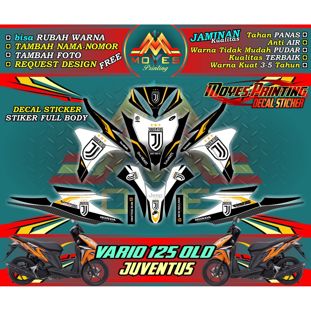 stiker vario old 125 juventus keren decal vario 125 juventus striping vario old 125 juventus keren