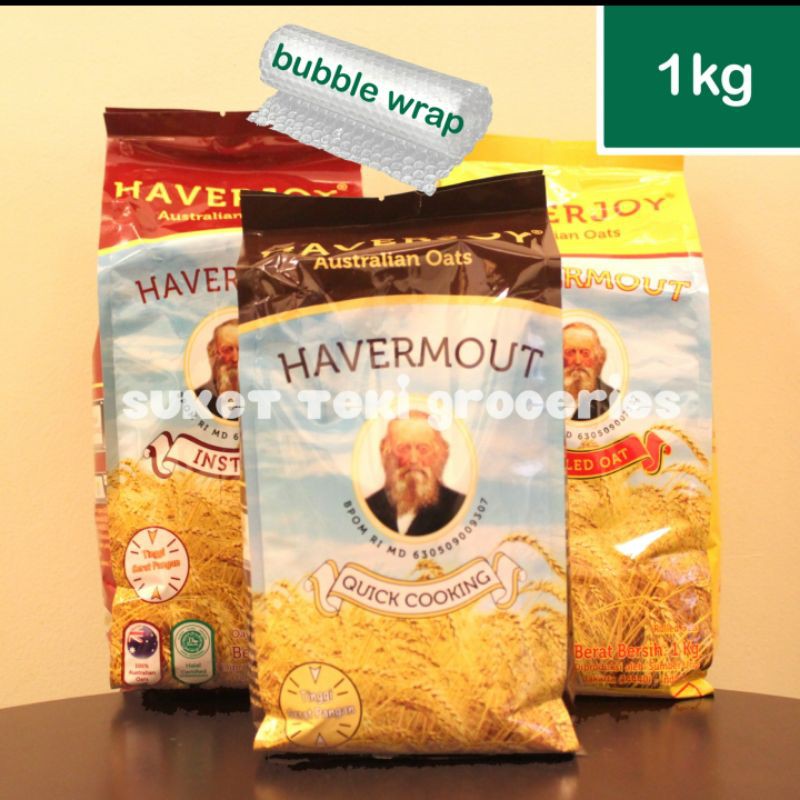 Haverjoy Havermout Oatmeal 1kg Instan / Quick Cooking / Rolled Oat