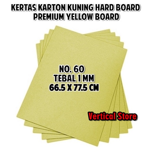 Kertas Karton Kuning Bot No. 60 / Yellow Board 1mm Ukuran Plano Besar