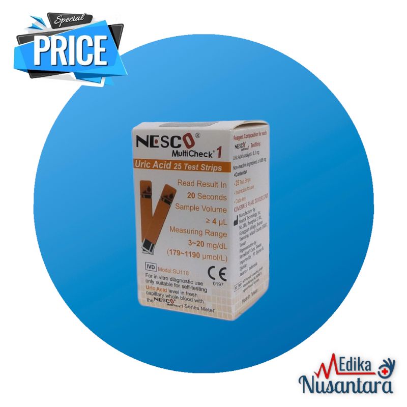 Refill Strip Urid Acid Nesco / Test Strip isi Ulang Asam Urat Original Nesco 25 Pcs