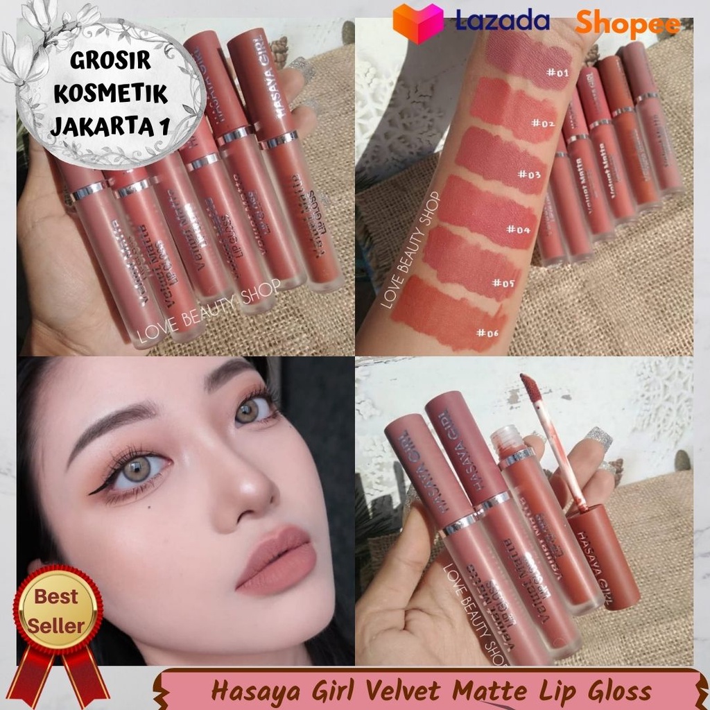 12 pcs (Lusin) HASAYA GIRL Velvet Matte Lip Gloss - Lip Cream Matte - Lip Matte - Lipstick Cair - Li