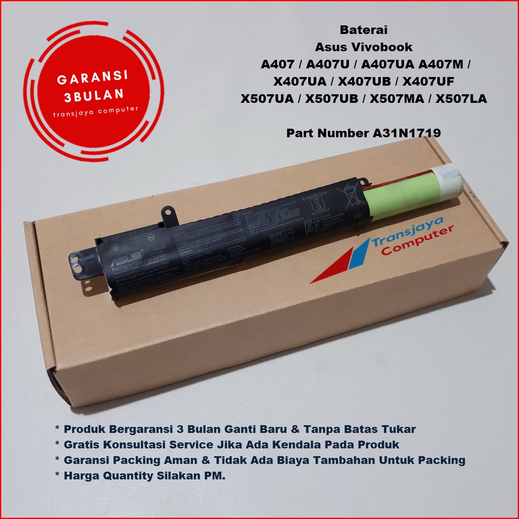 Baterai Laptop Asus A407 A407U A407UA A407M A407MA A407UB X407UA X407UB X407UF X407MA X507UA X507UB 