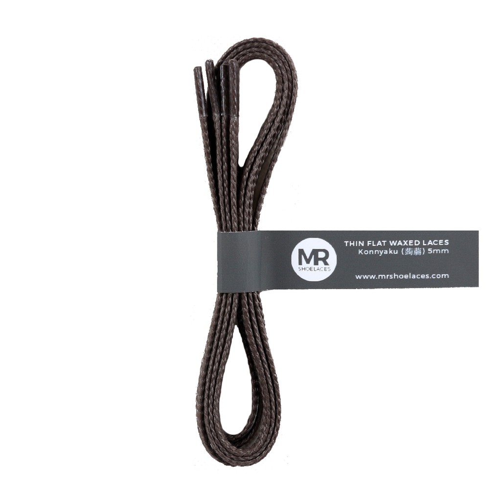 MR Shoelaces TH09 Konnyaku (Abu Tua) Tali Sepatu Lilin Gepeng Thin 3-4mm (Waxed Laces) 50cm 80cm 120cm 150cm Gray