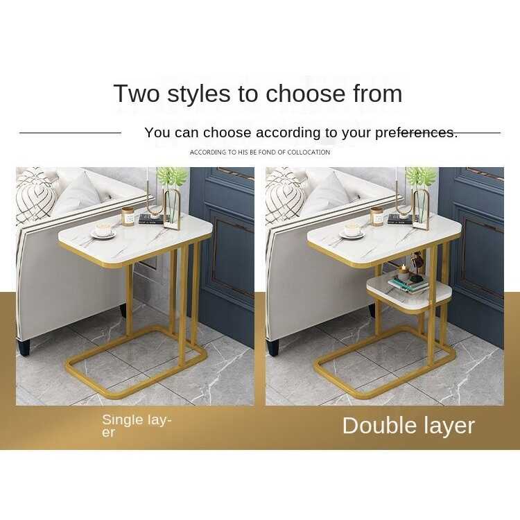 Meja Sofa Side Table Marbel European Style Double Layer - H81