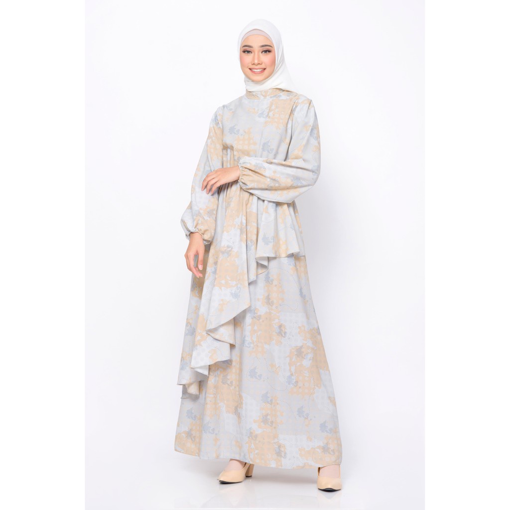 baju gamis wanita dress muslim terbaru BIA X Isel Fricella - Palash Gray Dress Islamic Journey In D 