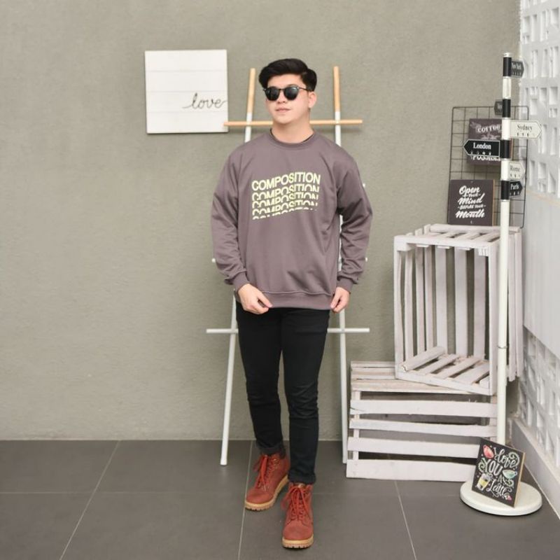 Basic sweater COMPOSITION CREWNECK/gudang fashion/unisex bahan fleece