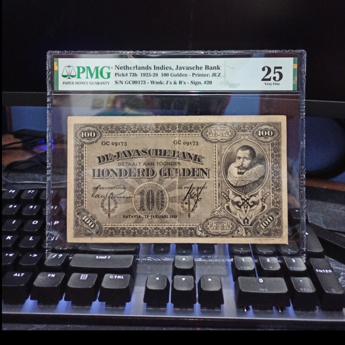 Uang Kuno Coen 100 Gulden Tahun 1928 PMG Van Rossem - RARE Netherlands