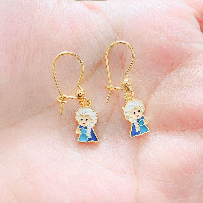 Anting Anak Putri Salju Biru Gold Xuping