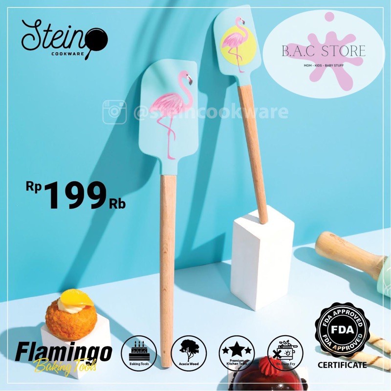 Baking Spatula Silikon flamingo- 1 set dengan 2 ukuran, Medium dan Large