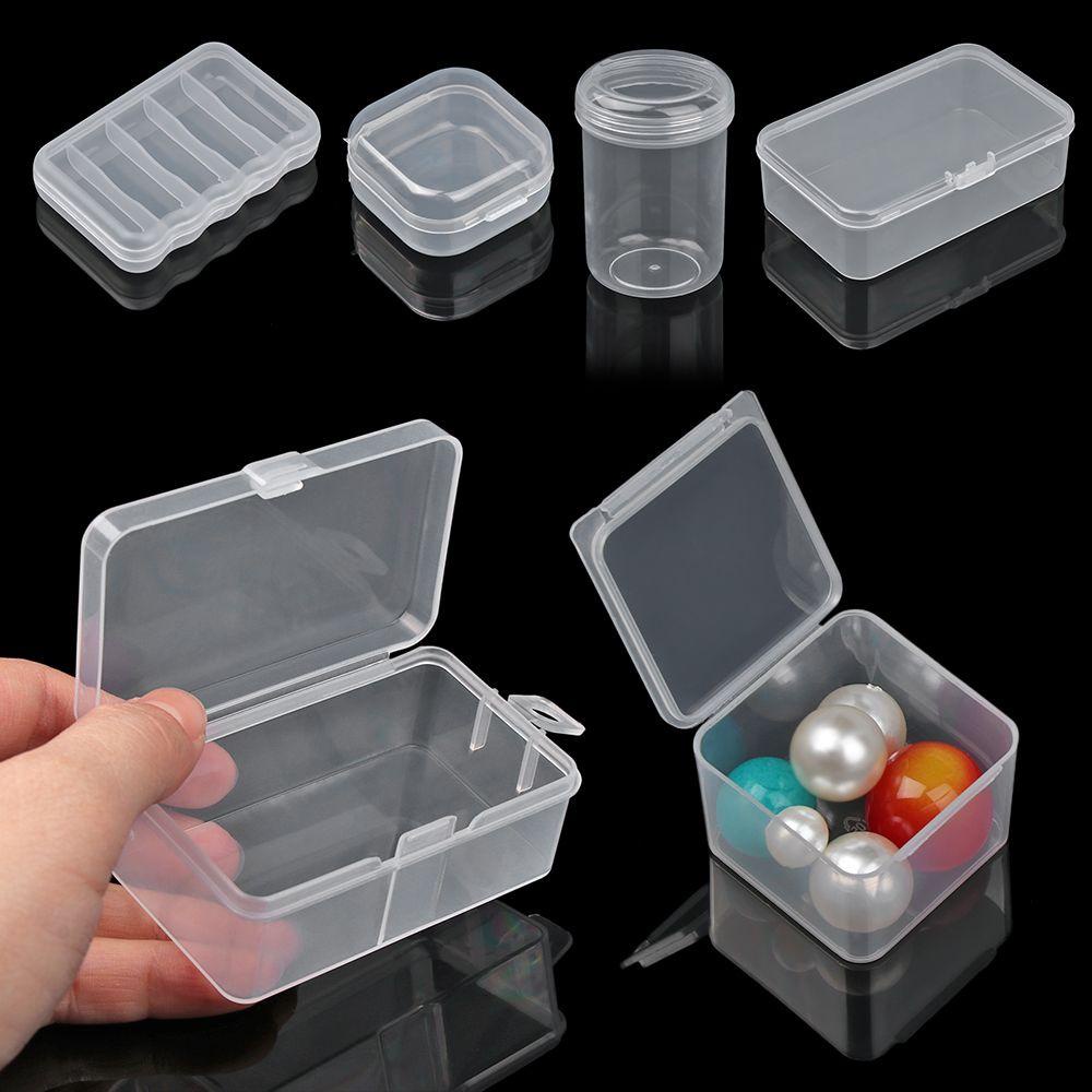 Top Storage Box Square Bening Organisasi Rumah Penyimpanan Pil Plastik Bekal