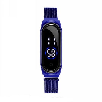 ⭐️𝐈𝐇𝐒 𝟎𝟎𝟒⭐️Jam Tangan Elektronik Digital LED Magnet Strap Watch Waterproof Wanita Pria Rantai-Biru