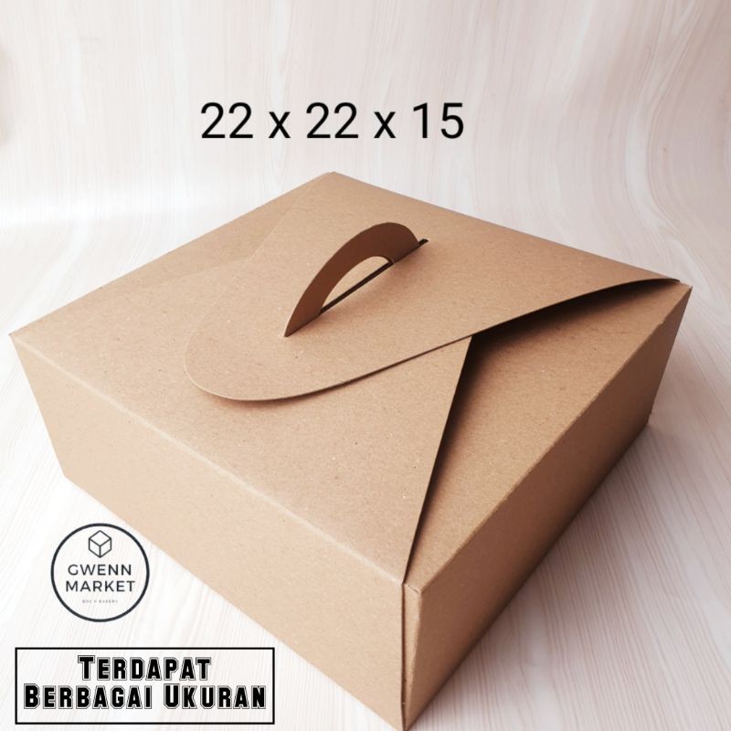 

Dus kue Kraft handle per 5pcs Coklat Premium 22 x 15 cm kotak kue cake box kue