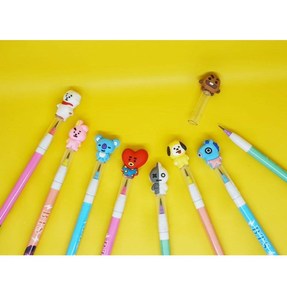 

PENSIL BT BOYBAND KOREA PENSIL KARAKTER tata cooky Joya RJ murah Pensil bisa diisi ulang