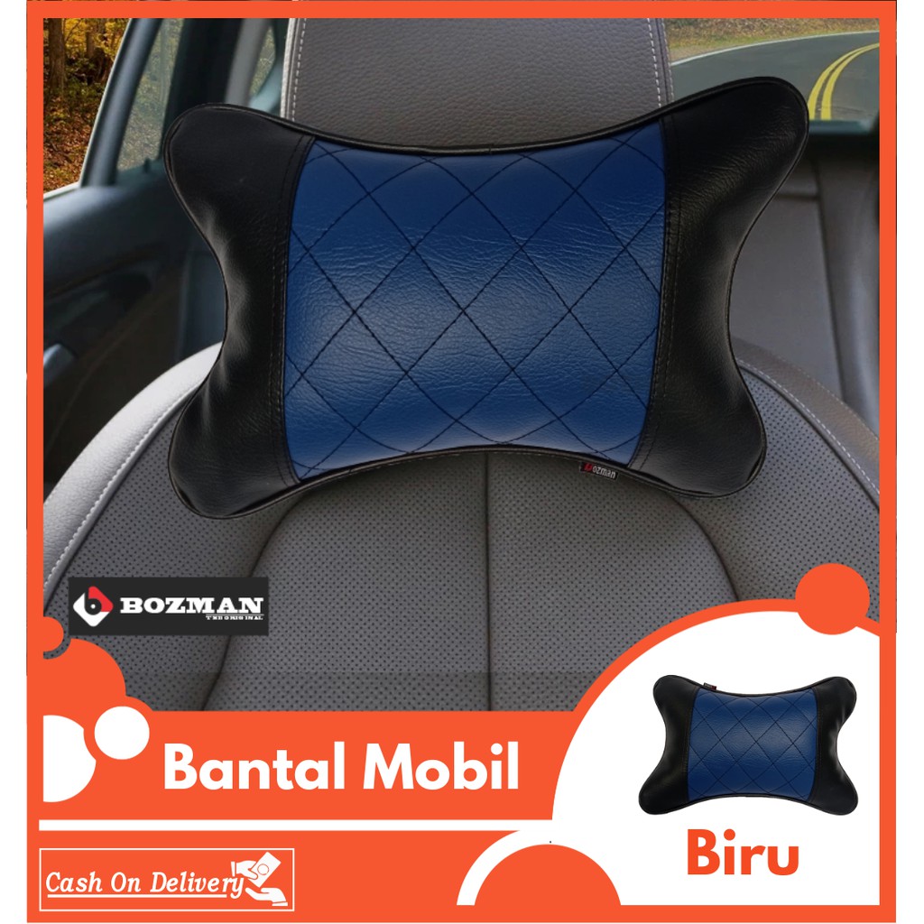 Bantal Mobil Kulit Sintetis Premium/Headrest Mobil