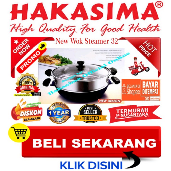 [GARANSI 1thn] HAKASIMA NEW WOK STEAMER 32 PROMO SALE ALAT MASAK SERBAGUNA PANCI PENGGORENGAN KUKUS