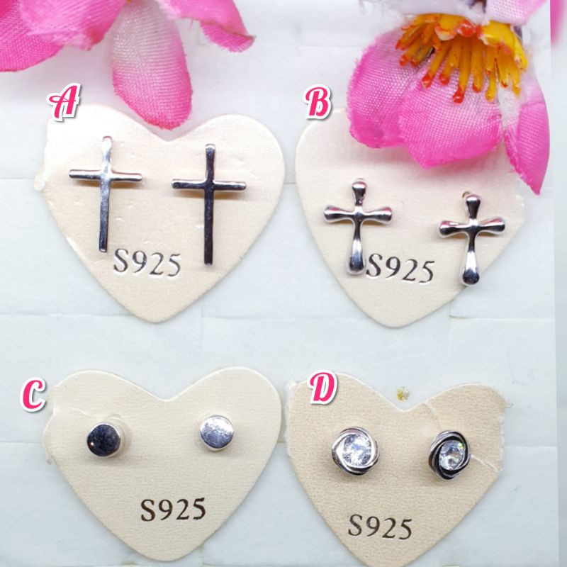 Anting tusuk silver asli S925 lapis mas putih