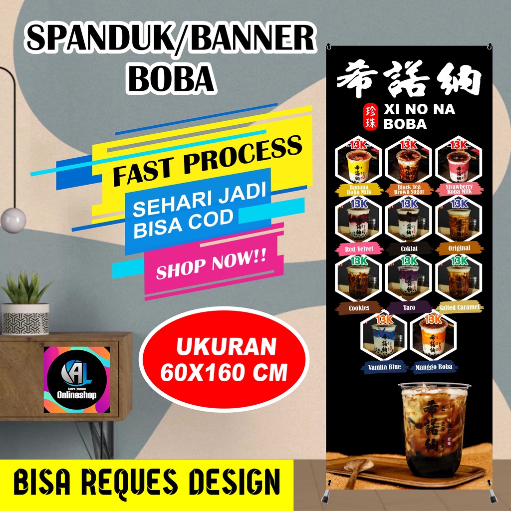 Spanduk, Banner Berdiri XI NO NA Boba