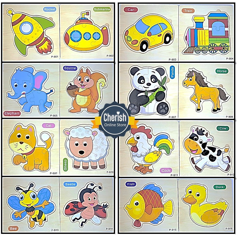 Puzzle Kayu Edukatif / Mainan Puzzle Anak / Mainan Edukasi Anak 1-16 - Mainan kayu hewan