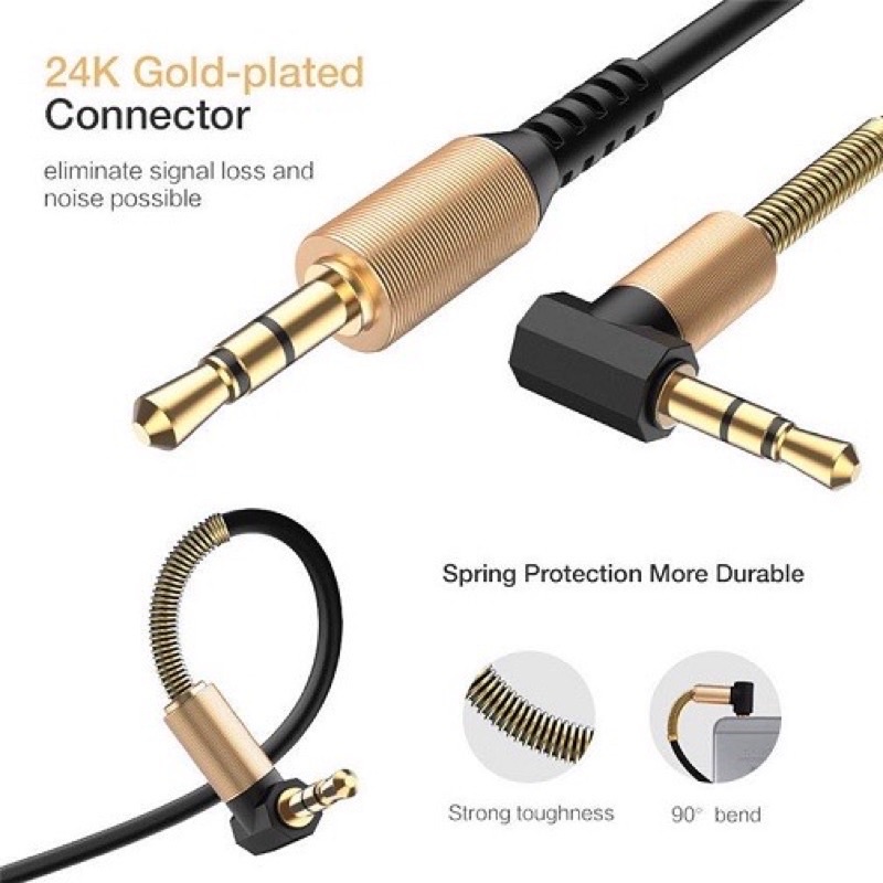 SEN-KABEL AUDIO AUX SPRING KING-50 JACK L GOLD 3.5MM ORIGINAL